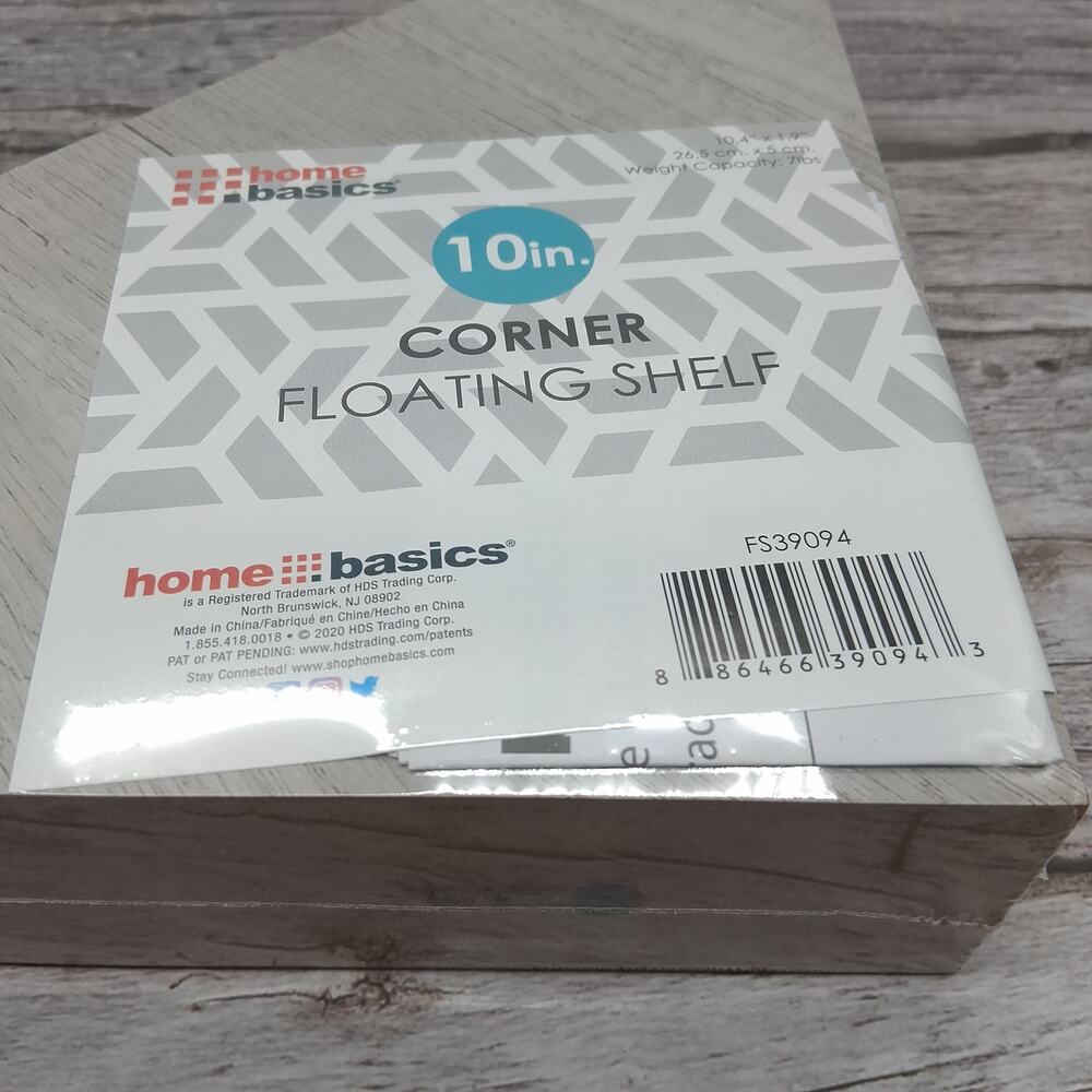 Home basics 10 In. Corner Floating Shelf 2 Pk Composite Wood 7Lb Weight Capacity - Picture 4 of 13